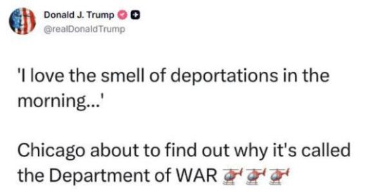 시카고시 겨냥 트럼프 대통령 트루스소셜 게시물. 도널드 트럼프 미 대통령 트루스소셜 캡처.