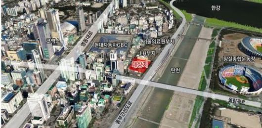 옛 한국감정원 본사 부지였던 강남구 삼성동 171-2 위치도. 서울시 제공