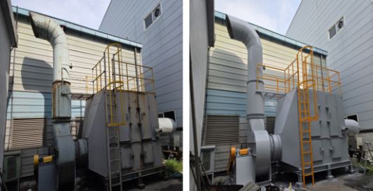 노후 대기오염방지시설 재도색 전과 후 사진