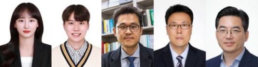 왼쪽부터 박예지 고려대&KIST 박사(제1저자), 김도엽 고려대 화학과 박사과정(제1저자), 이상욱 성균관대 교수(교신저자), 유성종 KIST 박사(교신저자), 이광렬 고려대 화학과 교수(교신저자). 고려대 제공
