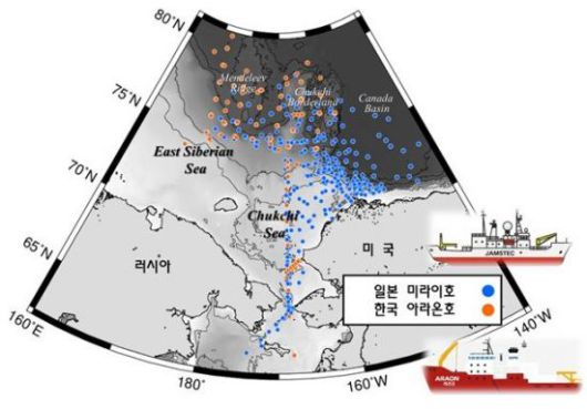 서북극해 연구해역 및 연구결과 모식도. 극지연구소 제공