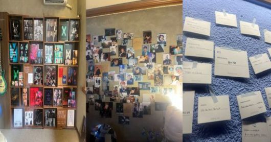 아이돌그룹 '몬스타엑스'의 데뷔 10주년을 기념해 비마이프렌즈가 기획한 팝업스토어. 그동안 발매한 앨범부터 활동했던 사진들, 팬들이 전하는 메시지들이 한쪽 벽면을 가득 채우고 있었다.