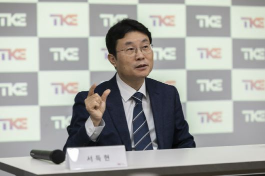 서득현 TK엘리베이터코리아 대표가 기자간담회를 진행하고 있다. (사진=TK엘리베이터)