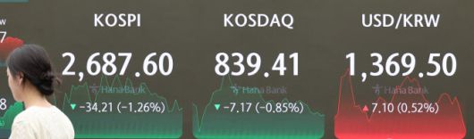 24일 중구 하나은행 본점 딜링룸 모습. (사진=연합뉴스)