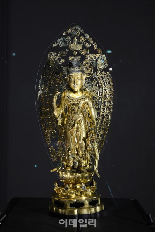 국가지정유산 보물로 지정된 ‘양양 선림원지 출토 금동보살입상’. (사진=국가유산청)