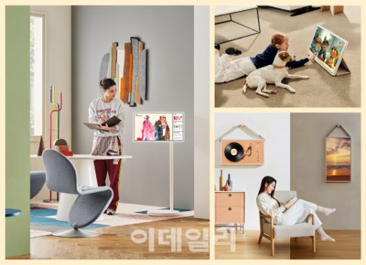 사진은 모델들이 무빙휠 스탠드와 전용 액세서리를 활용해 LG 스탠바이미 2를 다양한 형태로 사용하는 모습. (사진=LG전자)