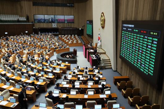 지난 20일 국회 본회의에서 ‘국민연금법 일부개정법률안’이 통과되고 있다. (사진=연합뉴스)