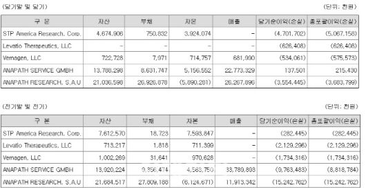 에스티팜의 해외 자회사의 지난해와 2023년 실적 현황. (제공=금융감독원 전자공시)