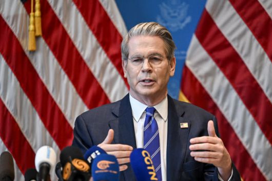 스콧 베센트 미국 재무장관이 12일(현지시간) 제네바에서 중국과의 관세 협상 이후 기자회견에서 발언하고 있다. (사진=AFP)