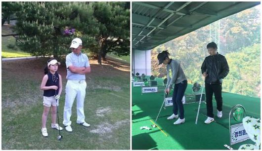 주니어 시절 이동은이 아버지 이건희 씨에게 골프 레슨을 받는 모습.(사진=이동은 측 제공)