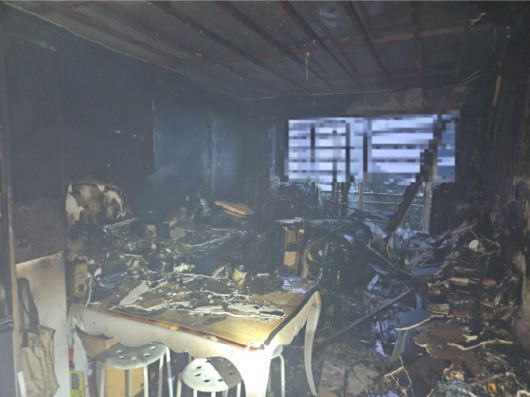 24일 부산 부산진구 아파트 화재 현장. (사진=부산소방재난본부 제공)