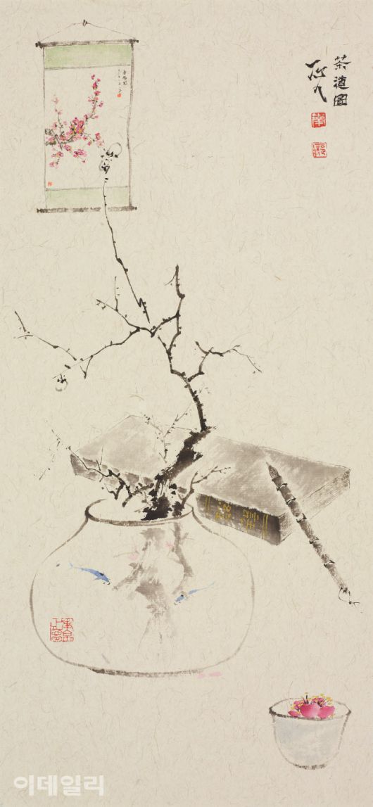 윤민찬 ‘차도도’( 2021), 화선지에 수묵담채·금분, 26.5×58㎝(사진=작가)