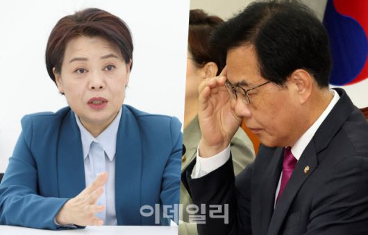 왼쪽부터 윤희숙 국민의힘 혁신위원장, 송언석 비상대책위원장 겸 원내대표(사진 = 이데일리 김영훈 방인권 기자)