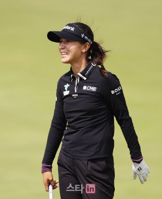 리디아 고가 AIG 여자오픈 연습라운드 도중 환하게 웃고 있다. (사진=R&A)