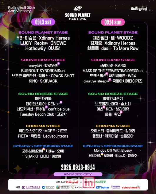 ‘사운드 플래닛 페스티벌’ 라인업 포스터(사진=롤링홀)