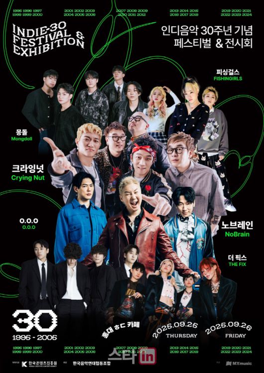 ‘인디 30주년 기념 페스티벌’ 포스터(사진=엠와이뮤직)
