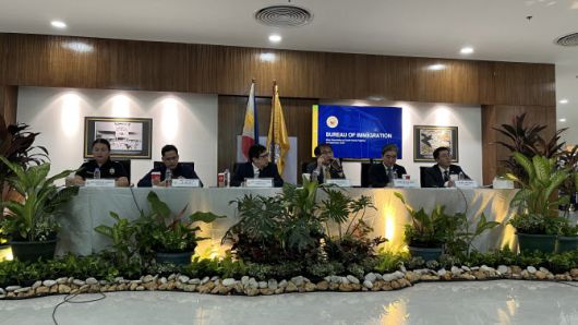 이상화 주필리핀 한국대사(왼쪽에서 네 번째)가 이날 마닐라에서 현지언론을 대상으로 한 브리핑에 참석해 발언하고 있다. (사진=경찰청)