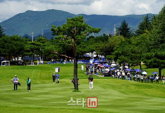 갤러리가 챔피언조를 따라 다니며 경기를 관전하고 있다. (사진=이데일리 골프in 김상민 기자)