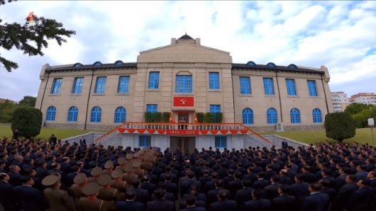 김정은 북한 국무위원장이 노동당 창건 80주년을 앞두고 지난 8일 당창건사적관을 방문해 기념연설을 했다고 조선중앙TV가 9일 보도했다. (사진=연합뉴스)