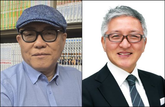 국무총리 표창을 받는 황민호 대원씨아이㈜ 대표와 김태웅 ㈜동양북스 대표