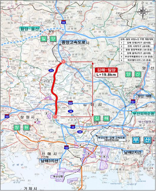 김해-밀양 고속도로 신설 사업개요 및 위치도. (사진=국토교통부)