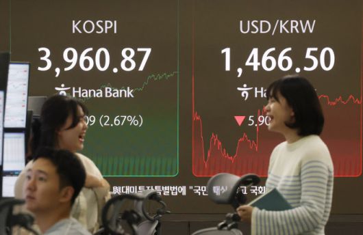 26일 중구 하나은행 본점 딜링룸 전광판에 코스피 종가가 표시돼 있다. (사진= 연합뉴스)