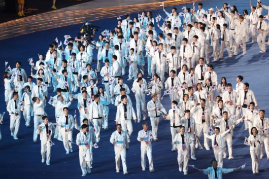 항저우 아시안게임 개막식에 참석한 대한민국 선수단. 사진=뉴시스