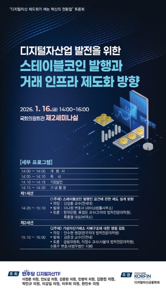 (사진=더불어민주당, 한국핀테크산업협회, 디지털자산금융학회)