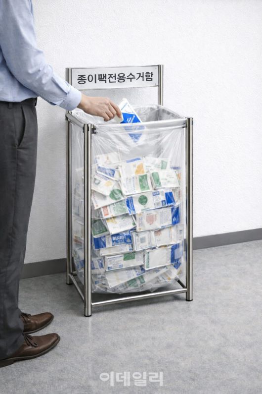 성남시는 전국 최초 전액 시비를 들여 관내 모든 공동주택에 종이팩 전용 수거함을 설치했다. 사진은 AI로 생성된 이미지.(사진=성남시)