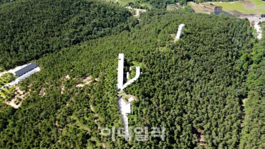 사유원 알바로 시자의 작품인 소요원. 하늘에서 보면 y 자 모습이다