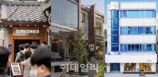 루센트블록이 2022년 부동산 조각투자 공모를 진행한 안국 타우너(53억원사진 왼쪽부터), 이태원 새비지가든(68억원), 대전 창업스페이스(9억1000만원) 모습. (사진=루센트블록)