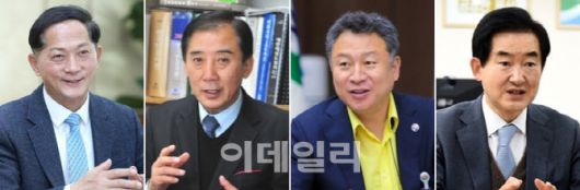 (왼쪽부터) 이재준 전 고양시장과 박윤국 전 포천시장, 안승남 전 구리시장, 안병용 전 의정부시장.(사진=이데일리DB)