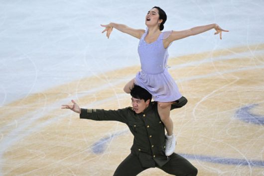 지난해 10월 25일 중국에서 열린 ISU 피겨스케이팅 그랑프리 시리즈에서 임해나·권예 조가 경기를 펼치고 있다.(사진=AFPBBNews)