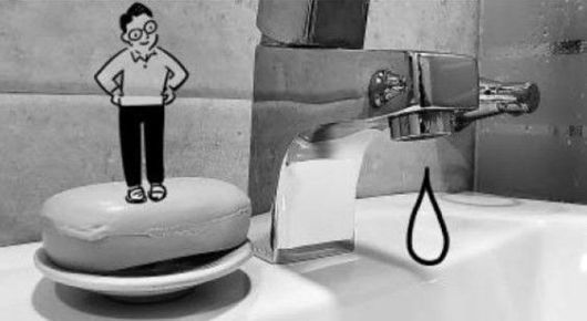 박돈규 기자의 눈엔 집의 구석, 욕실에 있는 비누가 들어왔다. 코로나 시대의 수퍼히어로다.  /일러스트=안병현