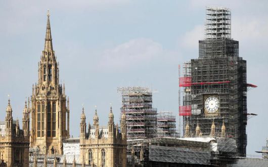 2020년 7월 영국 런던의 랜드마크 빅벤이 보수 공사 중인 모습./조선DB