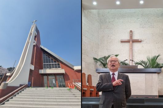 인천 지역 최초의 장로교 교회인 인천제일교회(왼쪽)과 손신철 담임목사. 손 목사는 "당초 인천은 감리교의 선교지역이었기 때문에 장로교는 교회를 설립하지 않았다"며 "그러나 분단 이후 북한 지역의 많은 장로교인들이 인천으로 내려오면서 이들을 섬기기 위해 1946년 장로교회가 설립됐다"고 설명했다. /김한수 기자