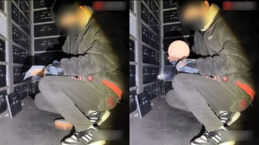 지난달 29일 한 BJ가 "사연자의 부탁을 받았다"며 납골당에서 유골함을 열어보고 있다. /아프리카TV