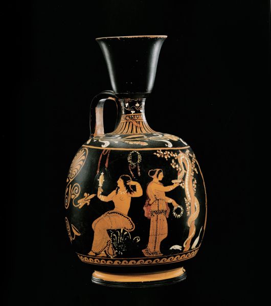 ‘헤스페리데스 정원이 그려진 적회식 레키도스’. 46×28㎝. 기원전 4세기.