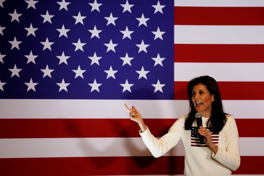 미국 공화당 대선 경선에 참가 중인 니키 헤일리 전 사우스 캐롤라이나 주지사 겸 전 유엔 주재 미국 대사가 20일 뉴햄프셔주 내슈어에서 유세를 하고 있다. /EPA 연합뉴스