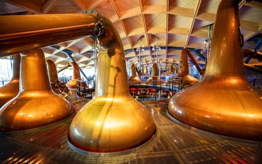 두툼하고 짧은 몸통을 가진 맥캘란 증류소의 증류기 모습. 2024.2.25 /김지호 기자