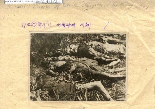 국립중앙도서관 소장 미군 노획 북한군 사진묶음 '학살된 애국자의 시체'