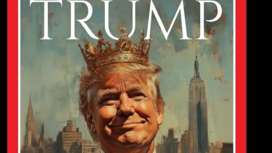 백악관이 2025년 2월 소셜미디어 X(엑스·옛 트위터)에 올린 도널드 트럼프 미국 대통령이 뉴욕 맨해튼을 배경으로 왕관을 쓴 이미지와 글./백악관 공식 X 캡처.