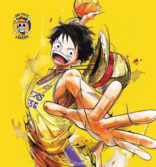 NBA 명문 LA 레이커스가 최근 일본 인기 애니메이션 '원피스'와 컬래버레이션을 진행했다. 원피스 주인공 루피가 레이커스 유니폼을 입고 덩크슛을 시도하는 모습을 담은 포스터. /인스타그램