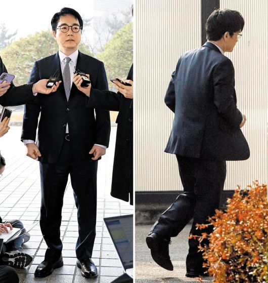 野, 공수처에 검찰총장 고발… 與, 검찰에 공수처장 고발 - 윤석열 대통령의 석방을 지휘한 심우정 검찰총장이 10일 오전 대검찰청으로 출근하며 기자들 질문에 답하고 있다. 오른쪽 사진은 비슷한 시각 고위공직자범죄수사처에서 오동운 공수처장이 기자들과 마주치지 않는 출입구로 출근하는 모습이다. 더불어민주당은 이날 법원의 윤 대통령 구속 취소 결정에 즉시항고를 포기했다는 이유로 심 총장을 직무유기 등 혐의로 공수처에 고발했고, 반대로 국민의힘은 오 처장을 윤 대통령 불법 체포 등 혐의로 검찰에 고발했다. /뉴스1·박성원 기자