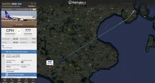 비행 경로 추적 사이트에 '미스터리 항공권'의 도착지가 '???'로 표시된 모습./엑스(X·옛 트위터)