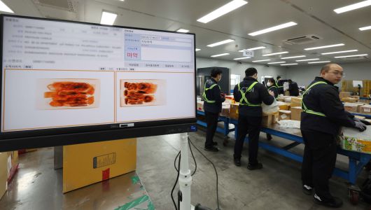 지난달 18일 인천 중구 인천공항세관 특송물류센터 검사장에서 관세청 직원들이 마약류 성분 함유 불법 의약품 적발 급증에 따른 집중 단속 X-RAY 검사를 진행하고 있다./연합뉴스