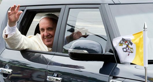 Pope Francis requested a small car during his 2014 visit to South Korea, opting for a Kia Soul./Kim Ji-ho