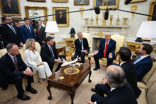 6일 백악관에서 미국과 캐나다 간 정상회담이 진행되고 있다. /EPA 연합뉴스