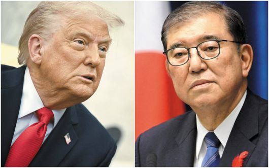 도널드 트럼프(왼쪽) 미국 대통령과 이시바 시게루 일본 총리/AFP·로이터 연합뉴스