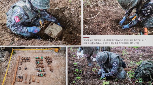 기초발굴팀이 호미와 야전삽으로 초벌 작업을 수행해 뼛조각을 발견하면, 정밀발굴팀이 투입돼 붓으로 세심한 발굴 작업을 이어간다. /이상철 장군 제공